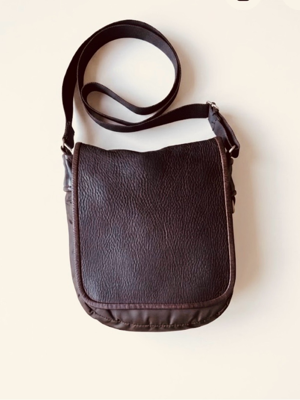 Dark Brown Leather Crossbody Bag - Adjustable Strap